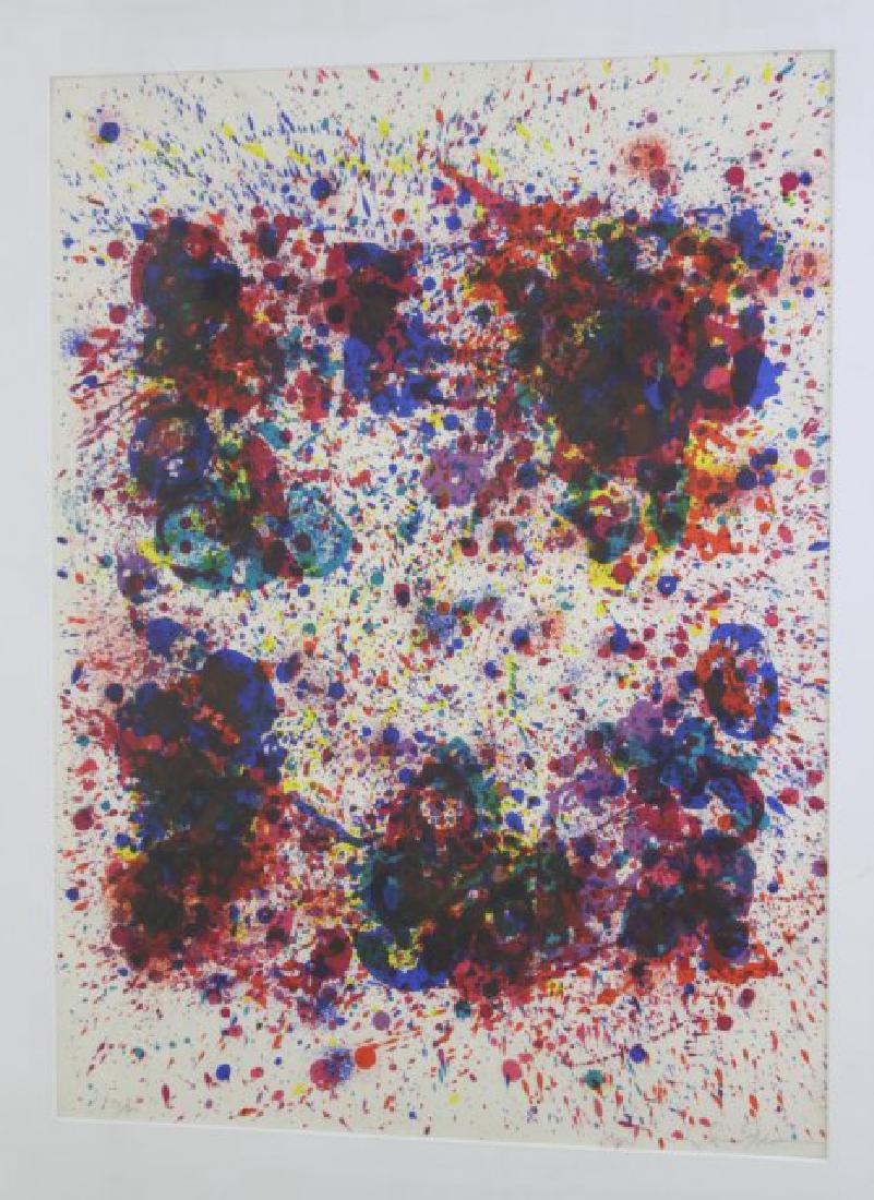 Sam Francies Color Lithograph: Circa 1970. Numbered 59/100. Sam Francies (1923-1994). Approx. 29" x 21" image, 40" x 32" framed.