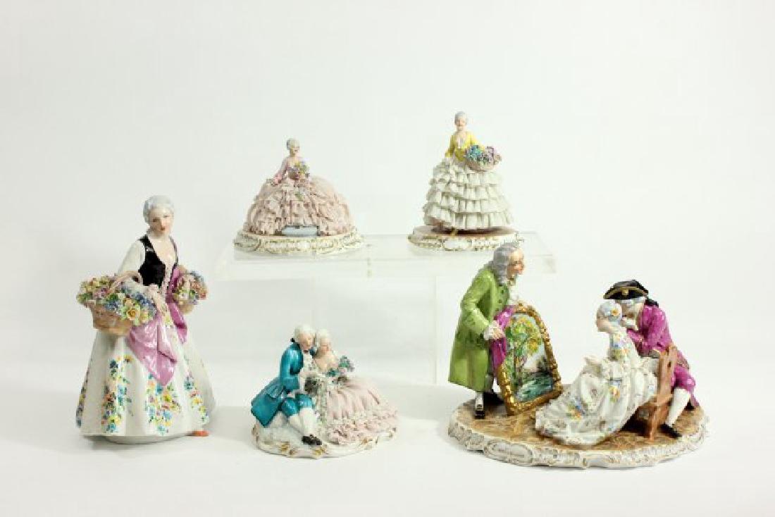 5 Dresden Style Porcelain Figures with Grouping (1 of 9)