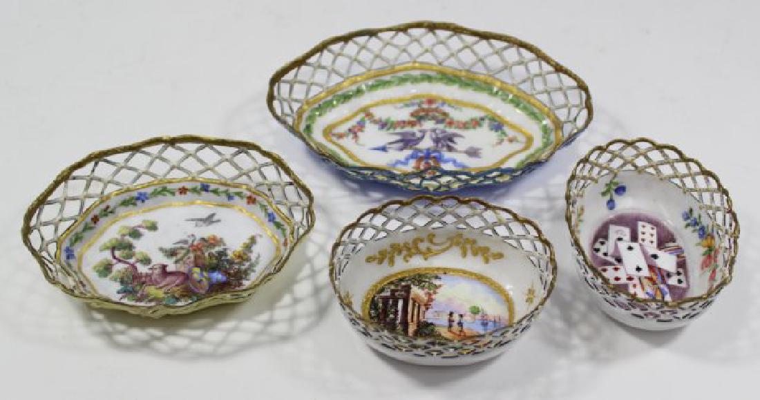 4 Enamel Open Reticulated Small Bowls/Dishes (1 of 9)