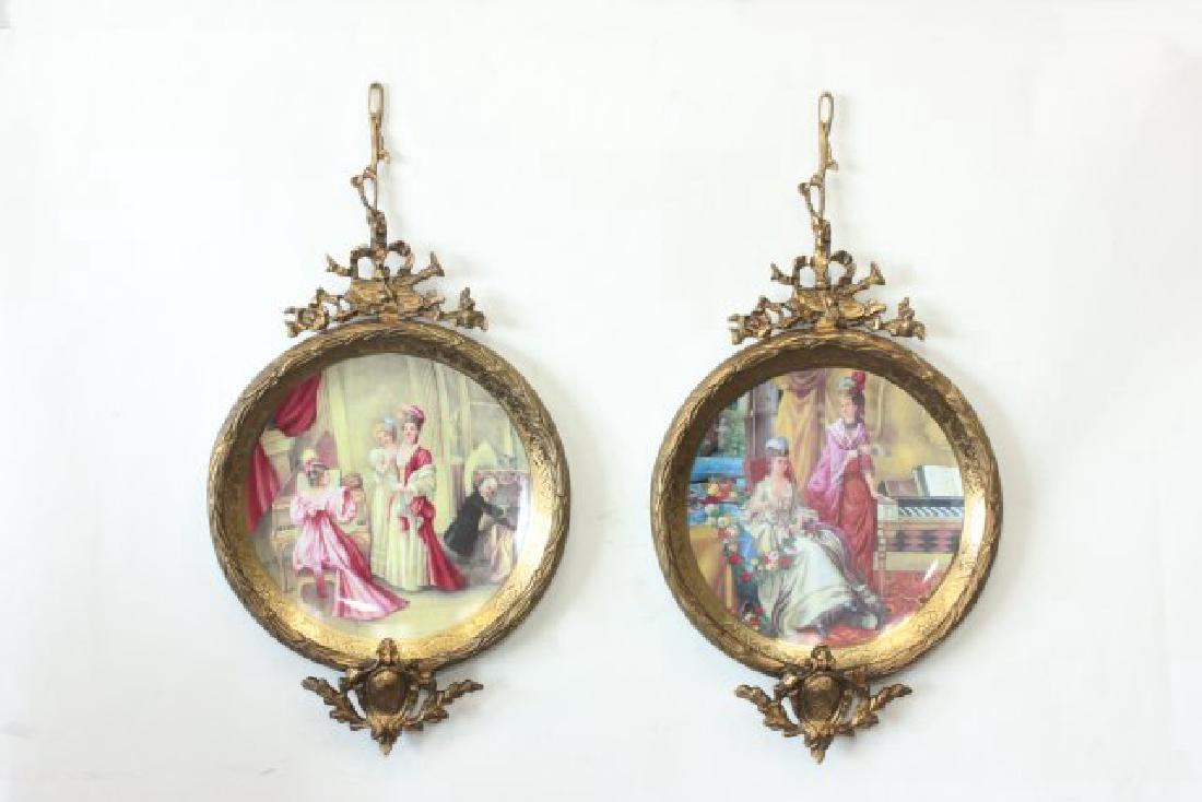 Pair Sèvres Style Plates in Bronze Frames (1 of 7)