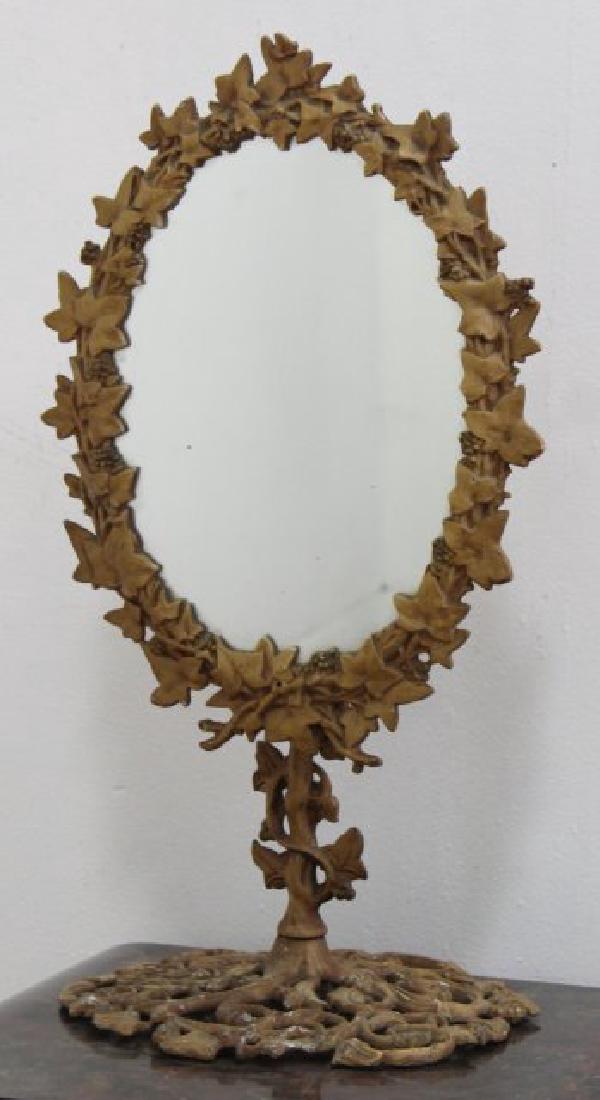 Victorian Ochre Painted Cast Iron Table Mirror (1 of 3)