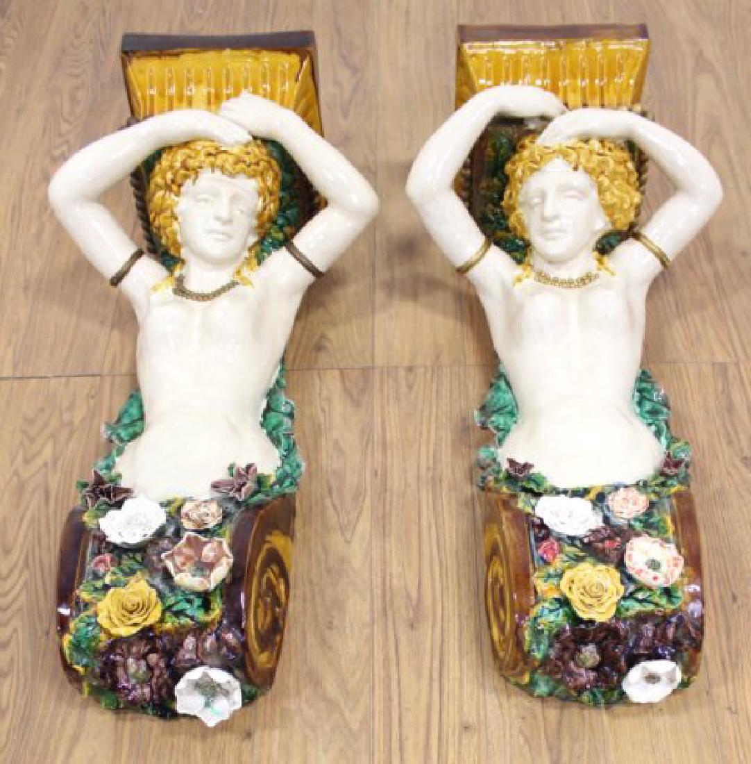 Pair English Minton Majolica Style Corbels (1 of 8)