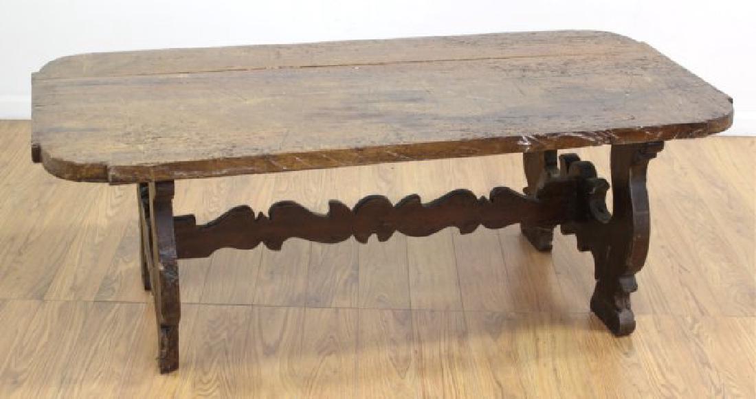 Antique Cut Down Tavern Table: Approx. 21 1/2" H x 59" W x 27" D.