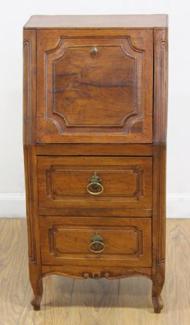 French Provincial Walnut Secretaire Abatant: Approx. 28" H x 14" W x 10" D.