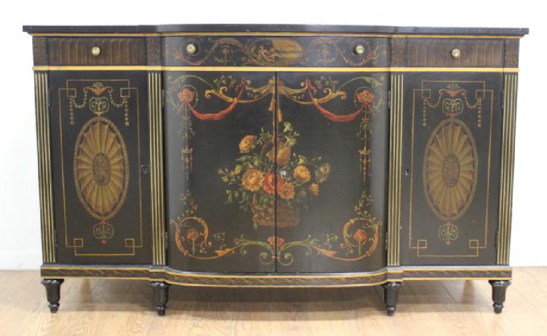 Adams Style Black Painted Sideboard (1 of 8)