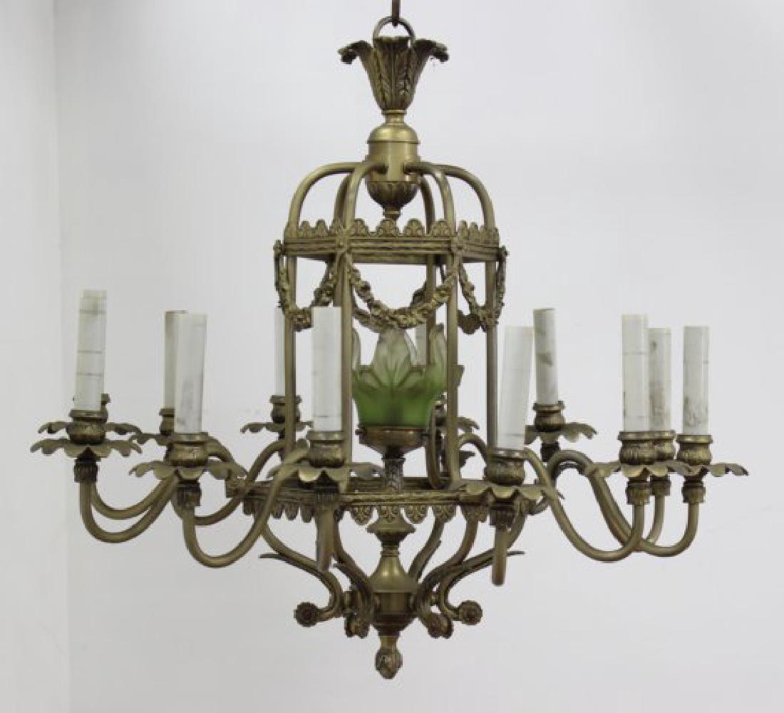13-Light Brass Basket Chandelier (1 of 4)