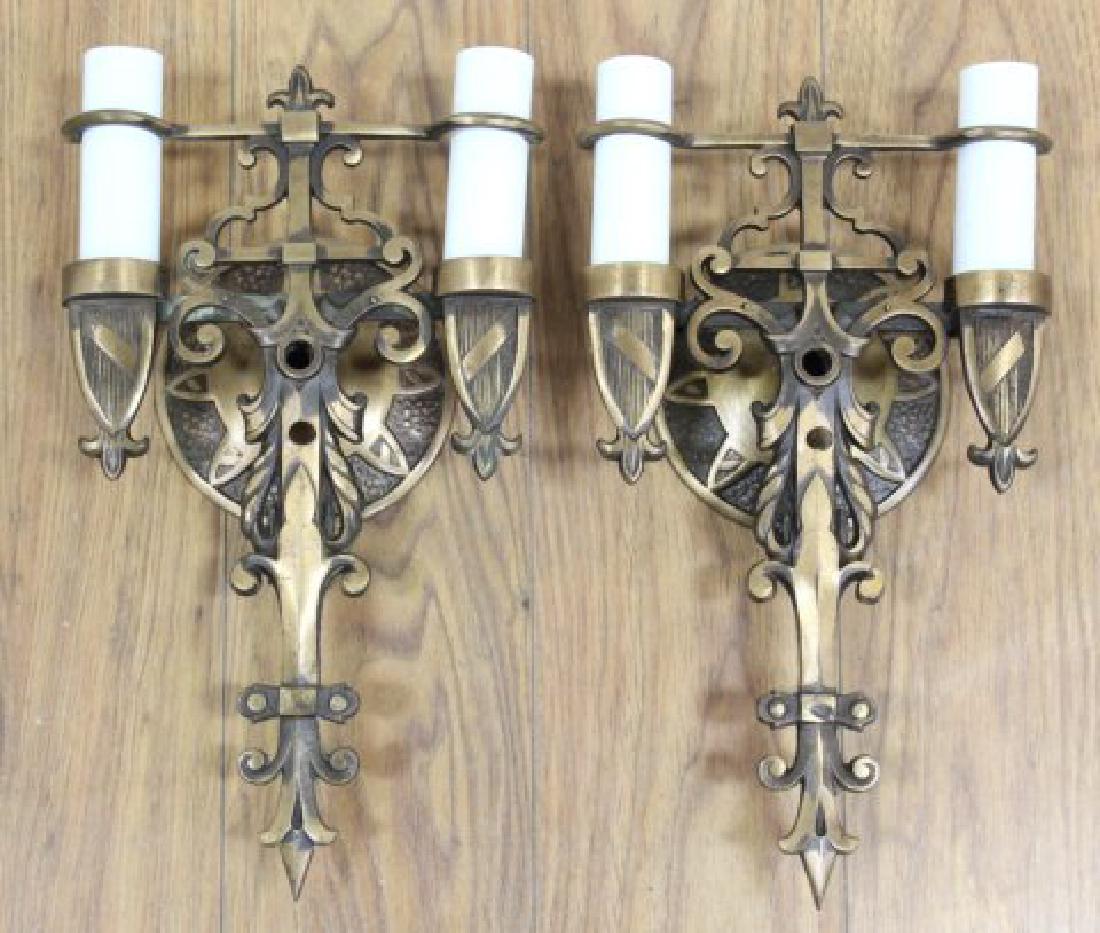 Pair 2-Arm Metal Gothic Style Sconces (1 of 3)