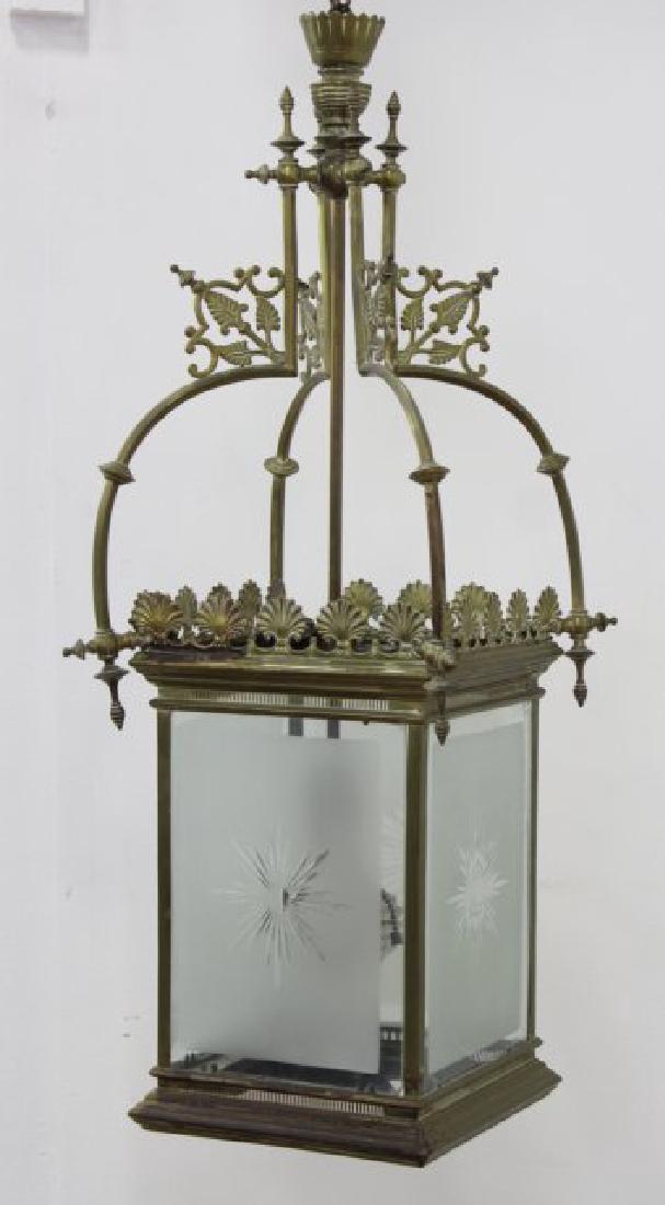 Brass Lantern with Frosted & Etched Shades (1 of 3)