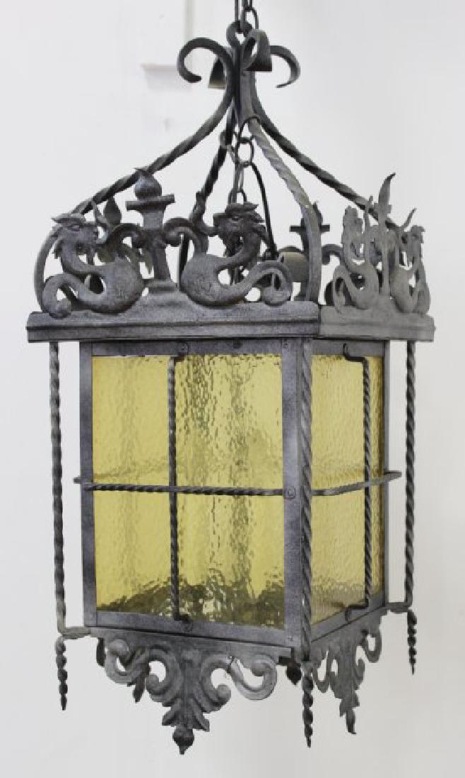 Wrought Iron Medieval Style 4-Light Hall Lantern (1 of 4)