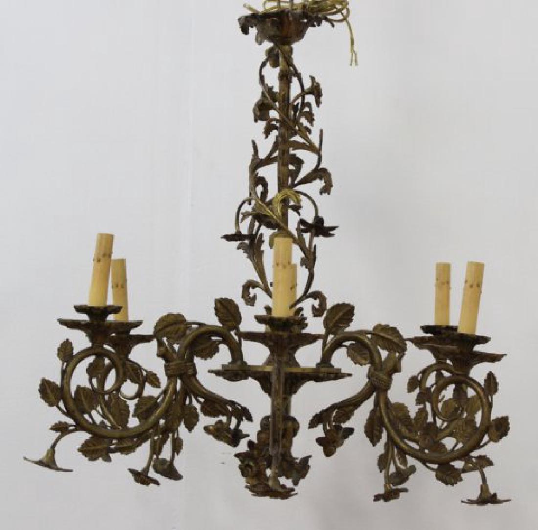 :Rococo Style Foliate Cast Brass 6-Lt Chandelier (1 of 3)