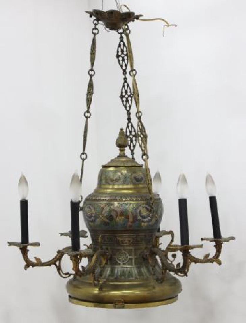 :6-Light Chinese Cloisonné Chandelier: Approx. 22" H x 27" D. (5173)