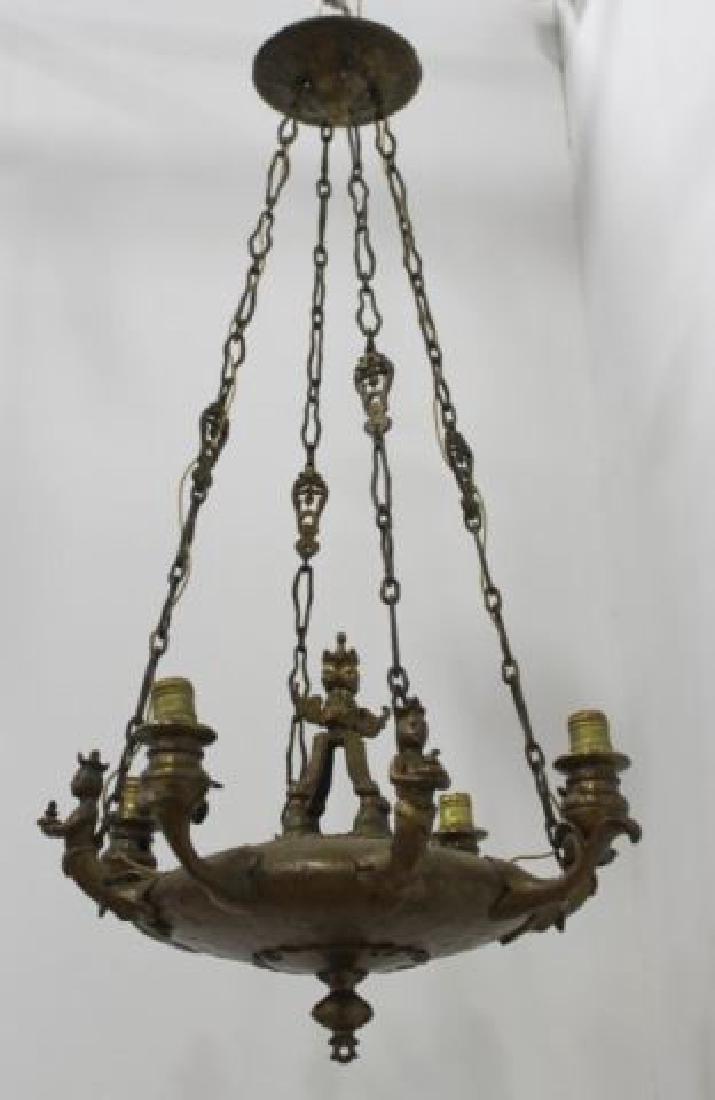Early 20th C. Bronze Figural 4-Light Chandelier (1 of 2)