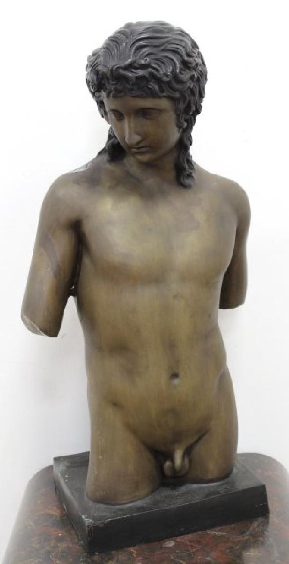After Botticelli, Large Nude Torso: Bronze. Approx. 38" H total. From a N.Y.C. collector. From the Adonis Collection.