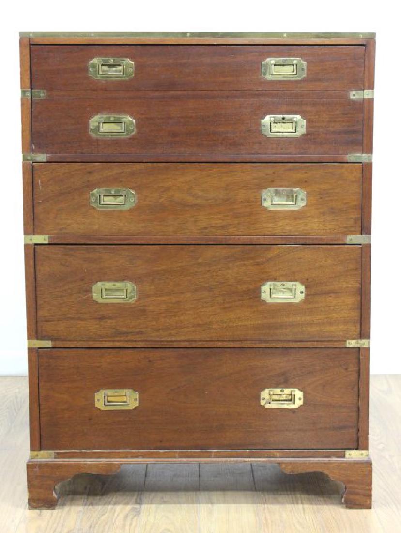 English Campaign Chest with Brown Leather Top (1 of 10)