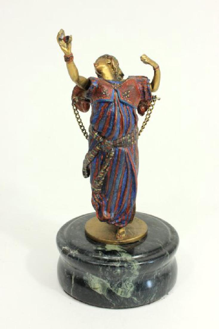 Vienna Bronze of Nude Dancer: Signed C. Kauba. On marble base. Late 20th century. Approx. 10" H x 5" W.