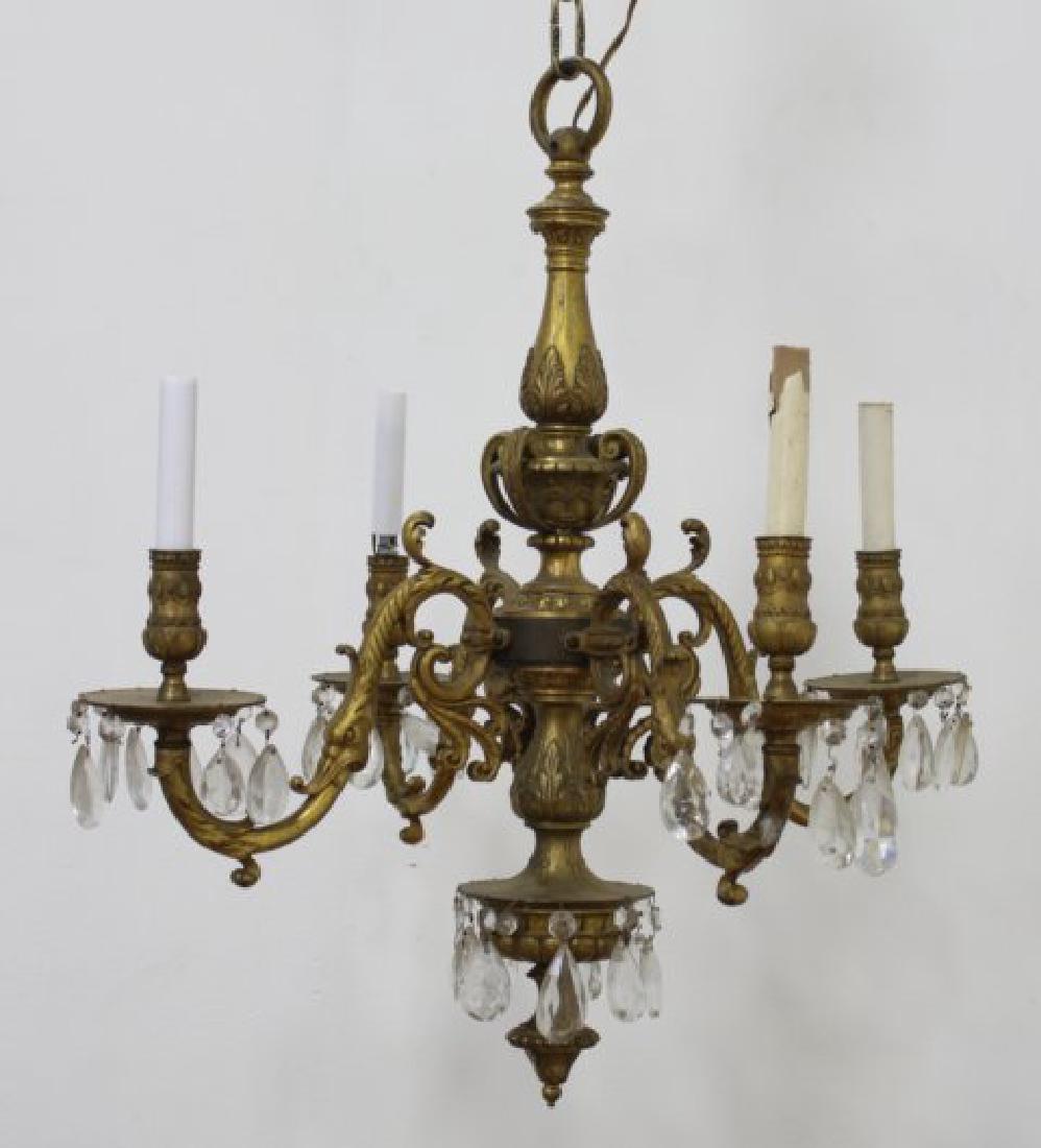 Louis XIV Style Ormolu & Cut Glass Chandelier (1 of 3)