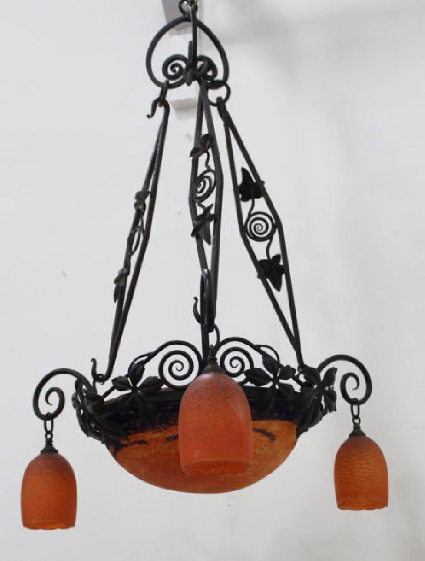 French Art Deco Art Glass Chandelier (1 of 4)