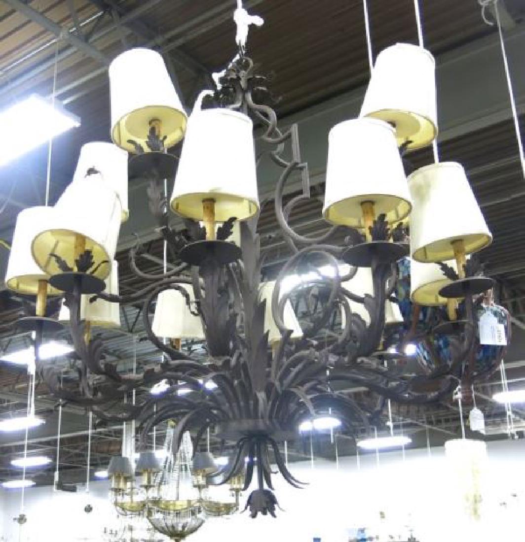 :Hans Duus Chandelier with Shade: Approx. 50" H x 44" diameter.
