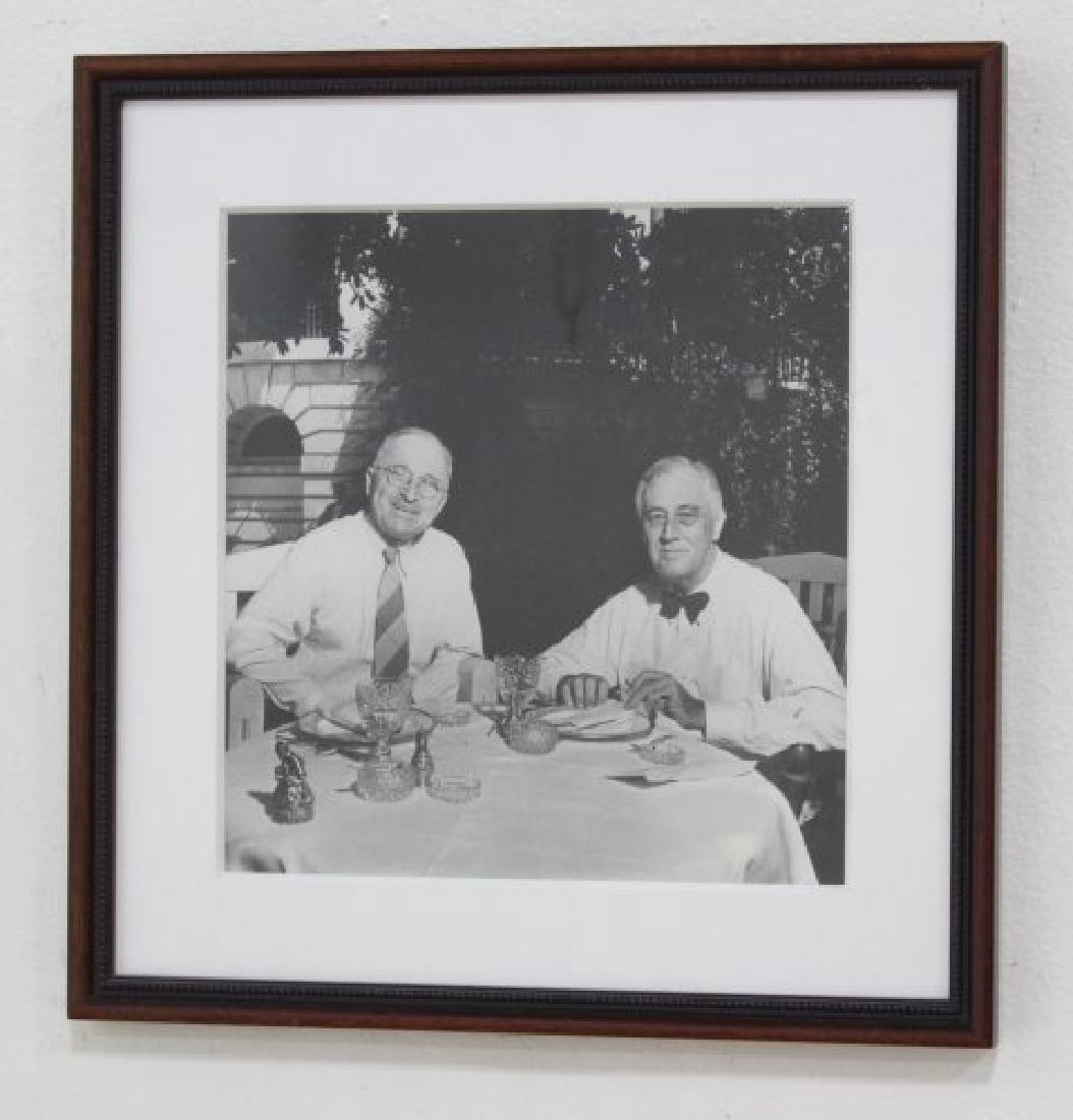 Attr. to George Tames, Photo of FDR & Truman: Pencil signed rear. Approx. 10 1/2" x 10 1/2" sight, 16" x 16" framed.