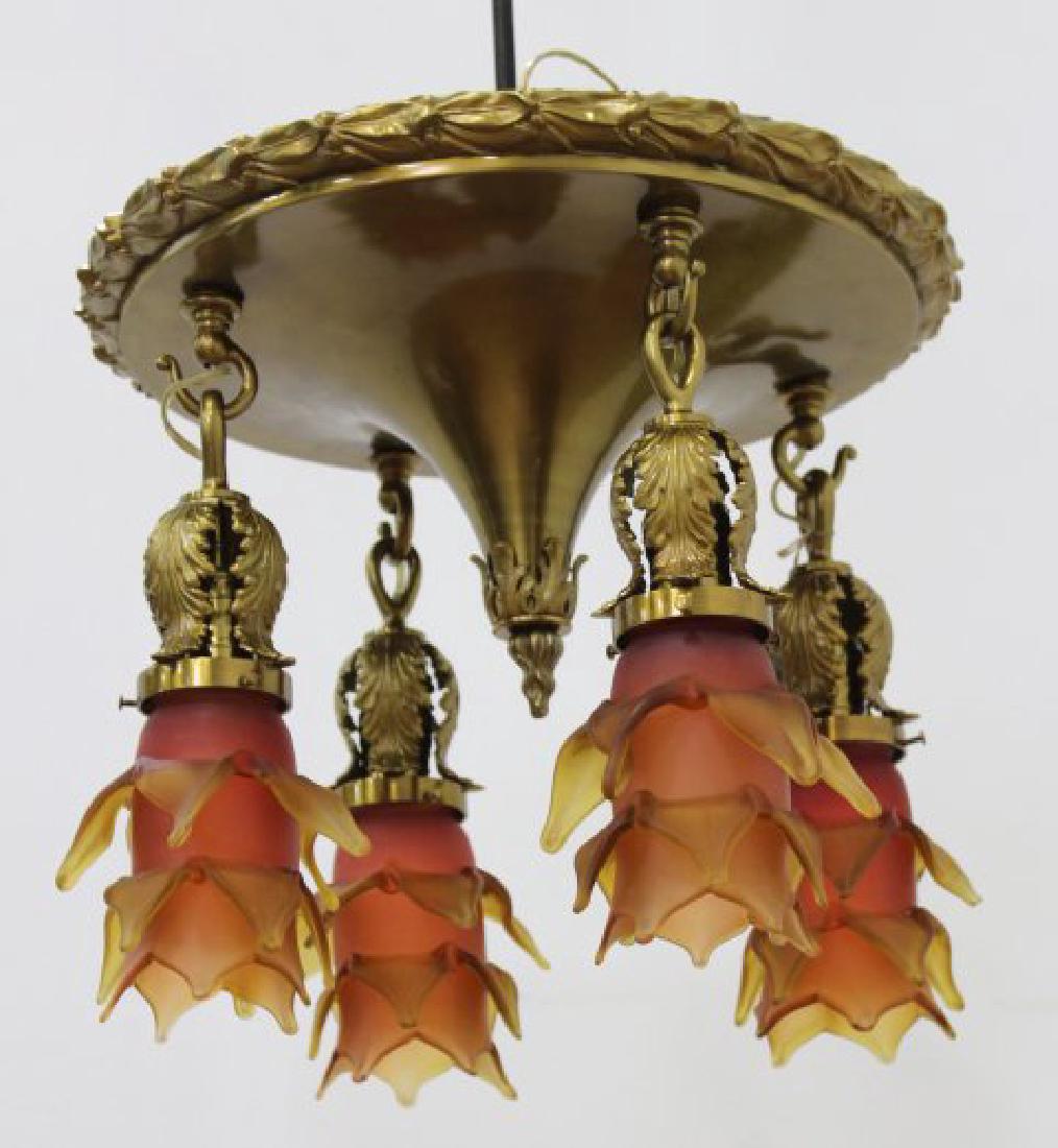 Neoclassic Style Bronze 4-Light Ceiling Fixture (1 of 4)