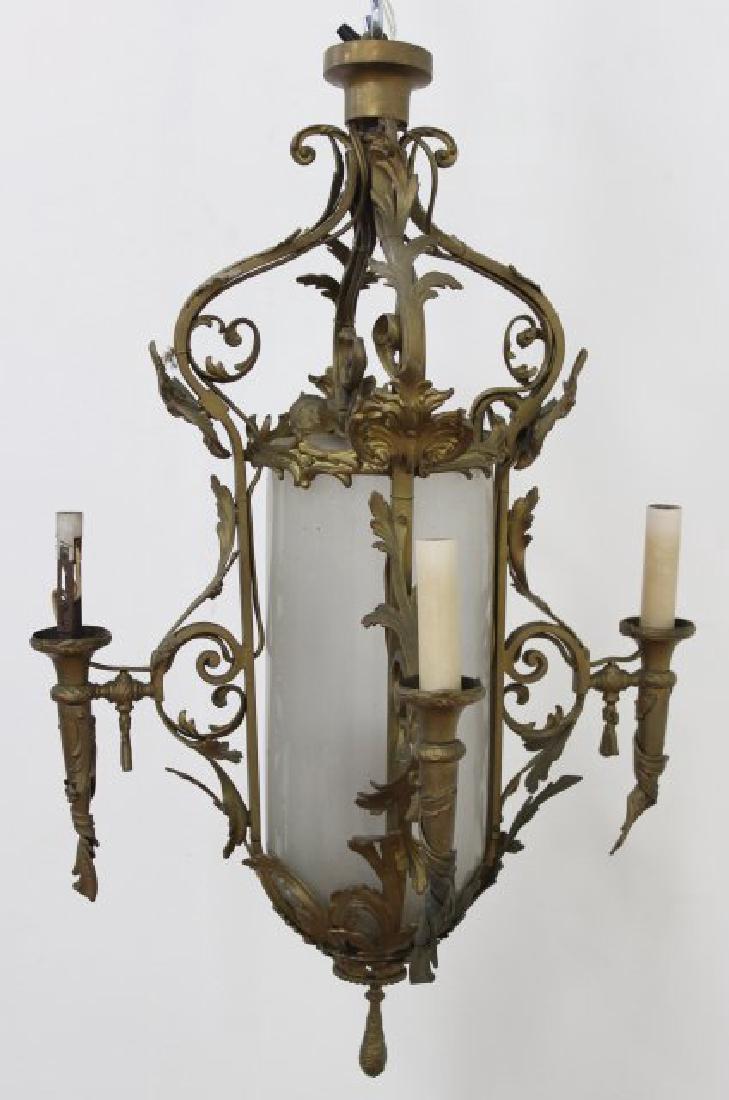 Louis XV Style Brass 5-Light Chandelier: Approx. 29" H x 17" diameter.