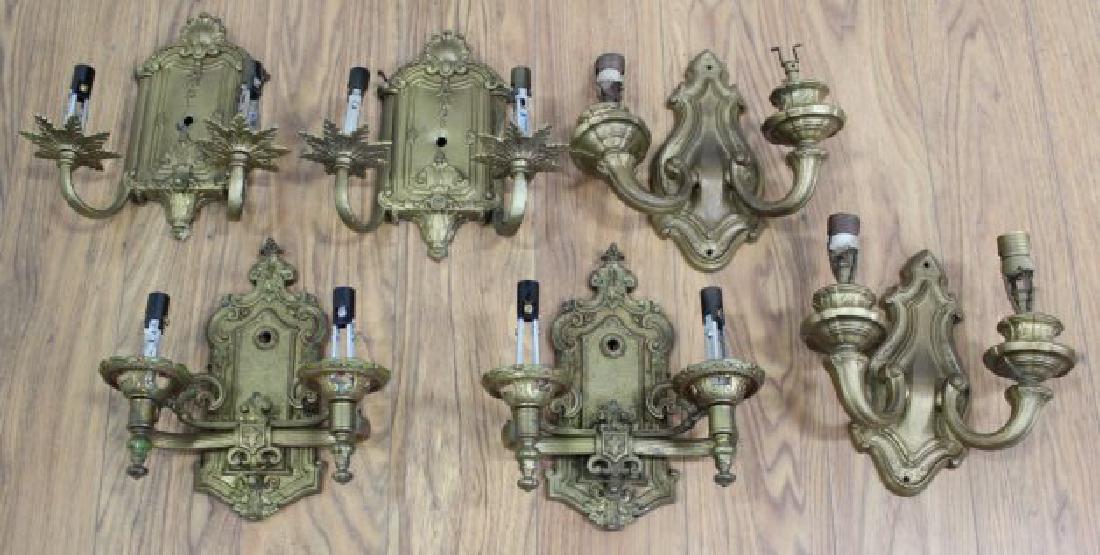 3 Pairs Gilt Metal 2-Arm Sconces (1 of 4)