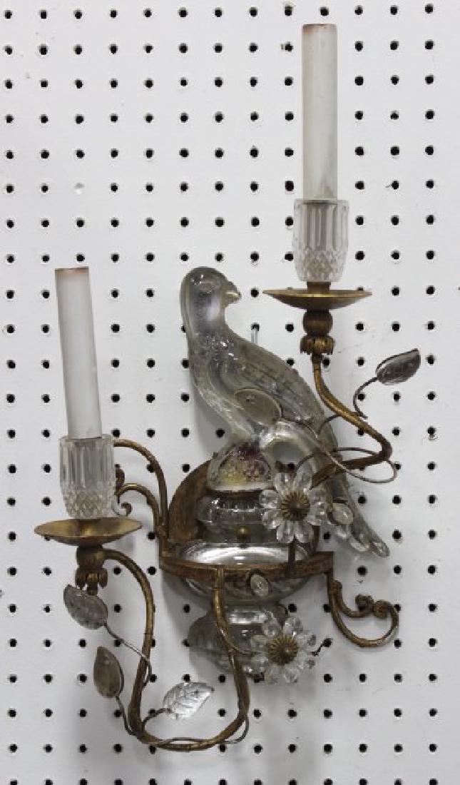 Bagues 2-Light Perroquet Sconce: Approx. 16" H. From the liquidation of Barnette Shure Antiques in Valley Stream, NY.