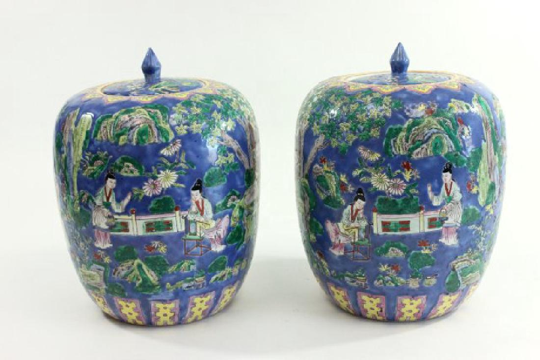 Pair Chinese Porcelain Ginger Jars with Covers (1 of 10)