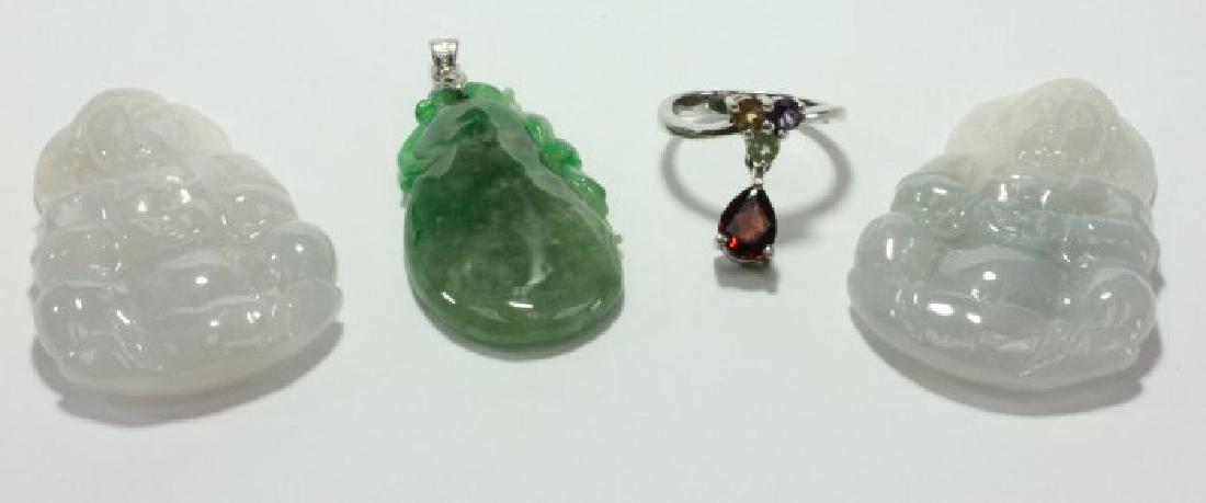 3 Jadeite Pendants & Ring: 3 Jadeite Pieces & Ring