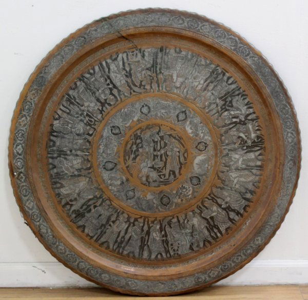 Isfahan Brass Tray on Carved Wooden Base (1 of 6)