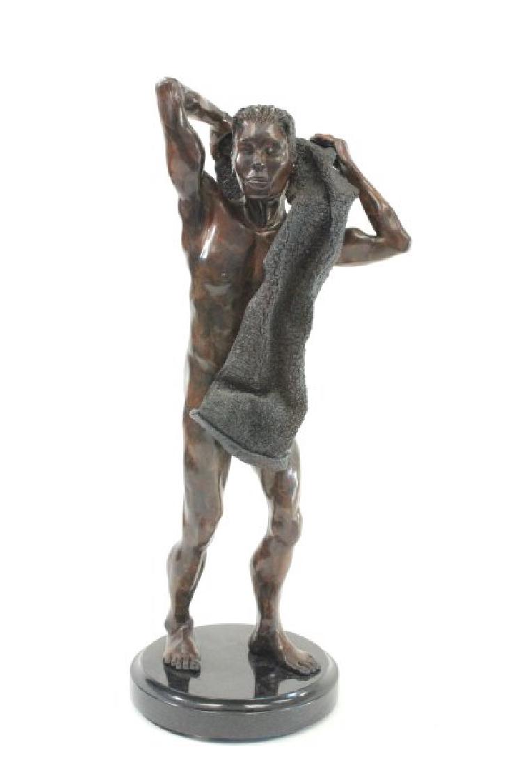 Male Nude Torso with Towel: Initialed illegibly and dated 1998. Numbered 2/49. Approx. 22" H with base. From a N.Y.C. collector. From the Adonis Collection.