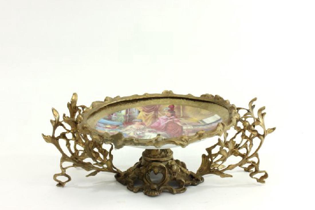Sèvres Style & Bronze Centerpiece: Contemporary. Approx. 5 1/2" H x 16" W x 11 1/2" D.
