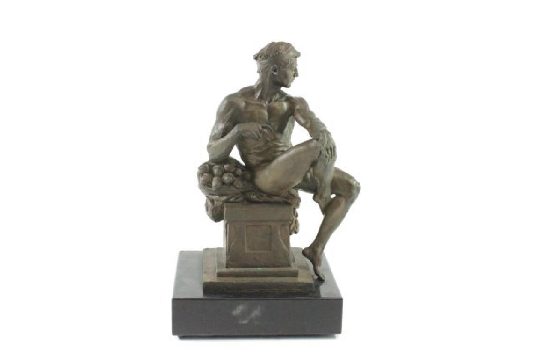 Seated Male Nude: Bronze after the antique. On base. Approx. 14 1/2" H with base. From a N.Y.C. collector. From the Adonis Collection.