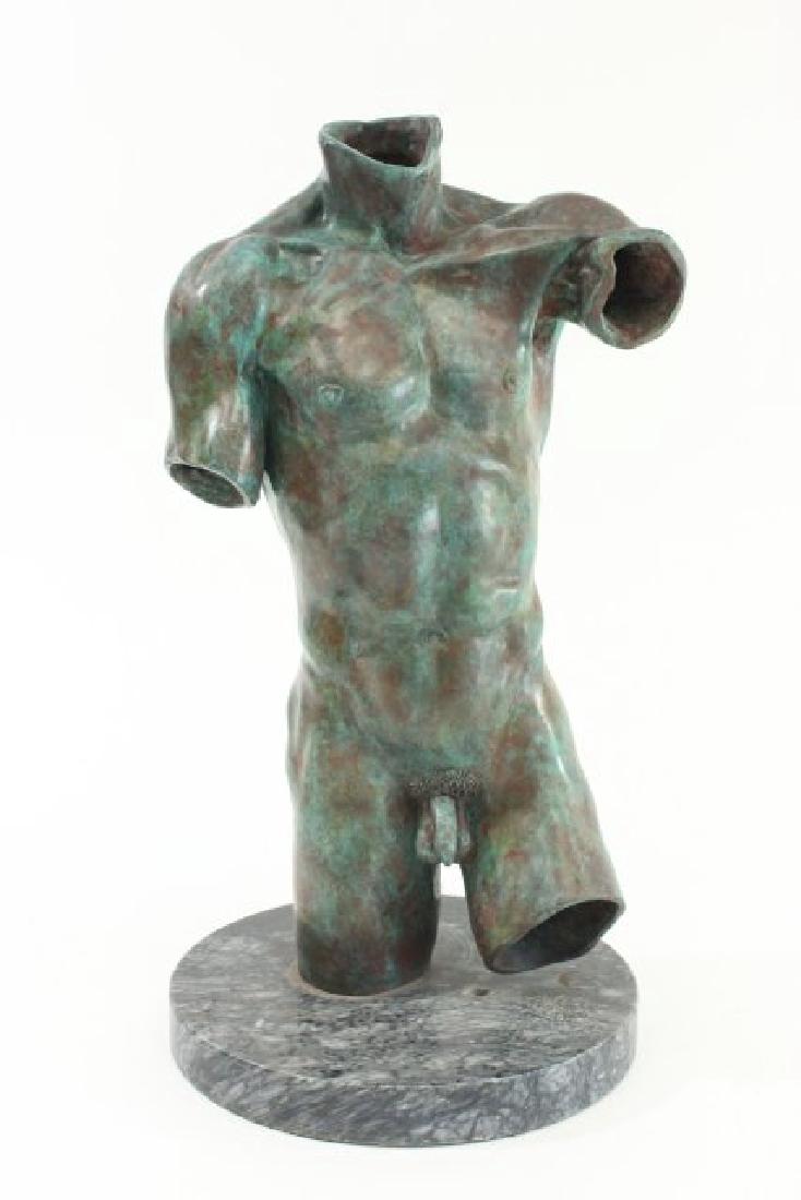 John Jones, Male Nude Torso After the Antique: Signed. Approx. 16" H. From a N.Y.C. collector. From the Adonis Collection.