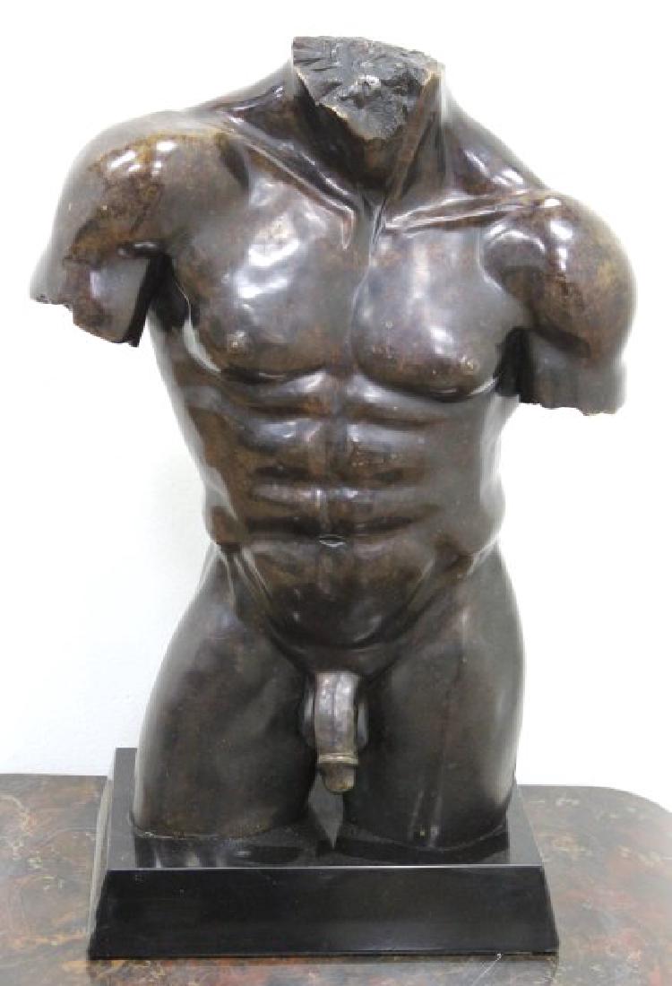 S. Greenspan, Male Nude Torso on Base: Signed and numbered 1/39. Approx. 22" H with base. From a N.Y.C. collector. From the Adonis Collection.