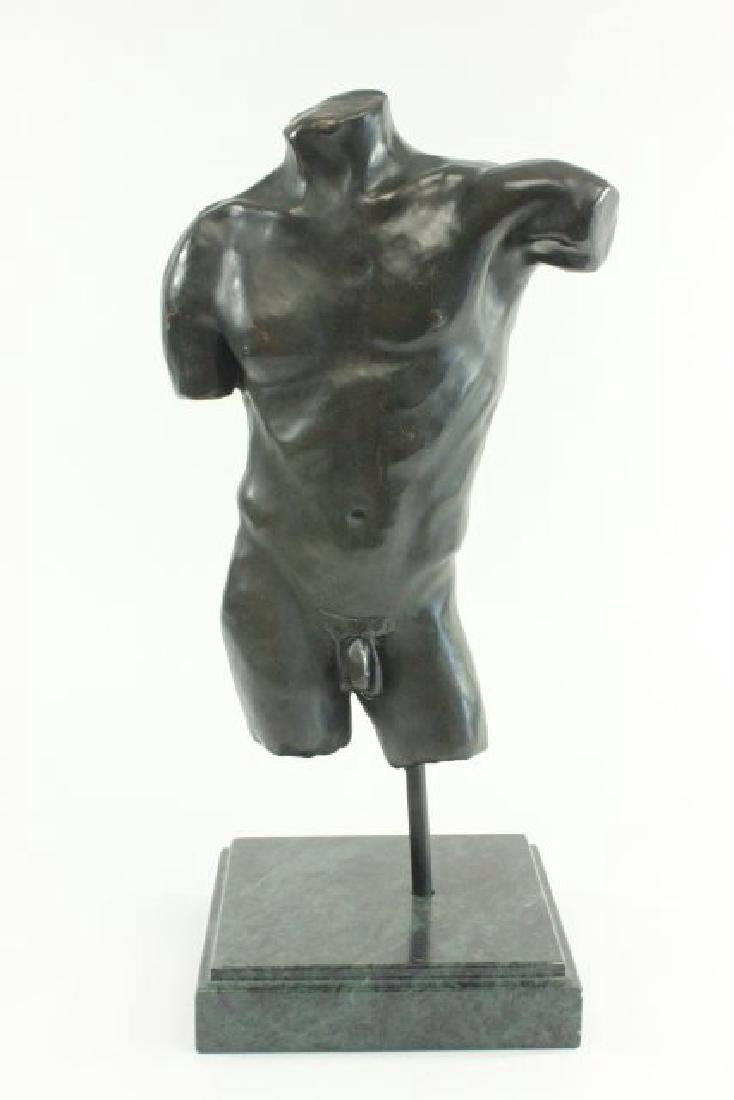 Male Nude Torso on Marble Base: Signed Maar and numbered 11/12 on bronze. Approx. 19 1/2" H with base. From a N.Y.C. collector. From the Adonis Collection.