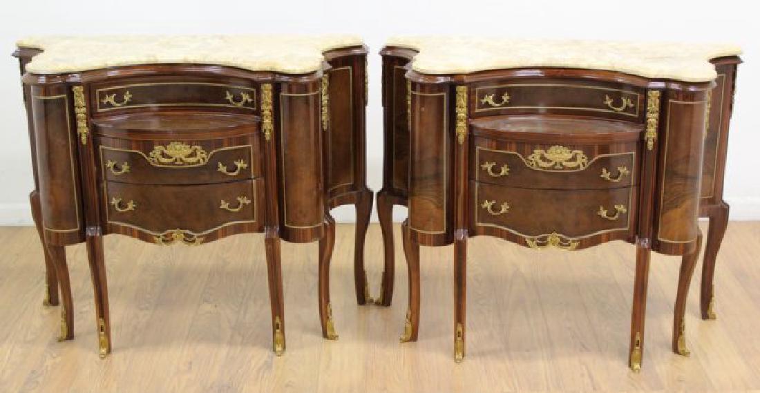 Pair Marble Top 3-Drawer Nightstands (1 of 6)
