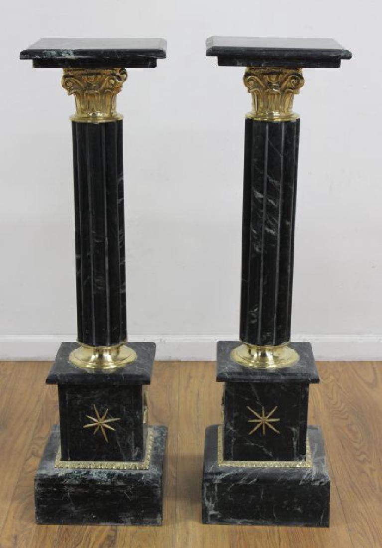 Pair Bronze & Green Marble Pedestals (1 of 6)