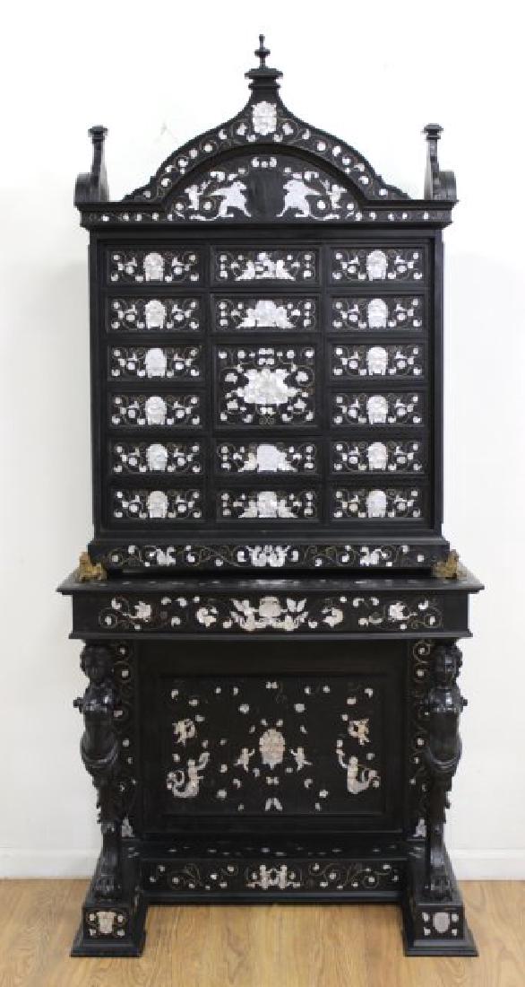Continental Baroque Revival Collector's Cabinet (1 of 10)