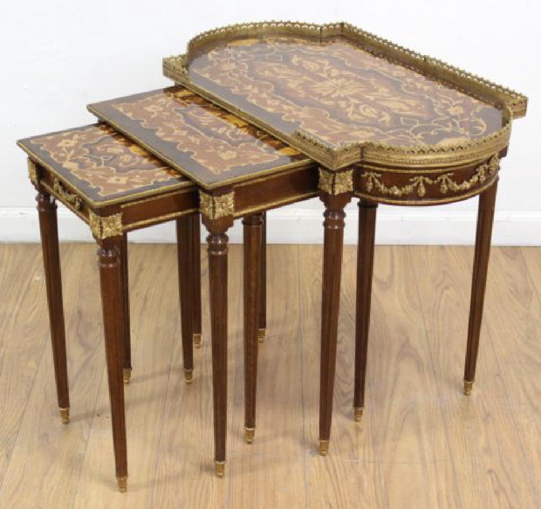 Inlaid Marquetry & Bronze Ormolu Nesting Table (1 of 3)