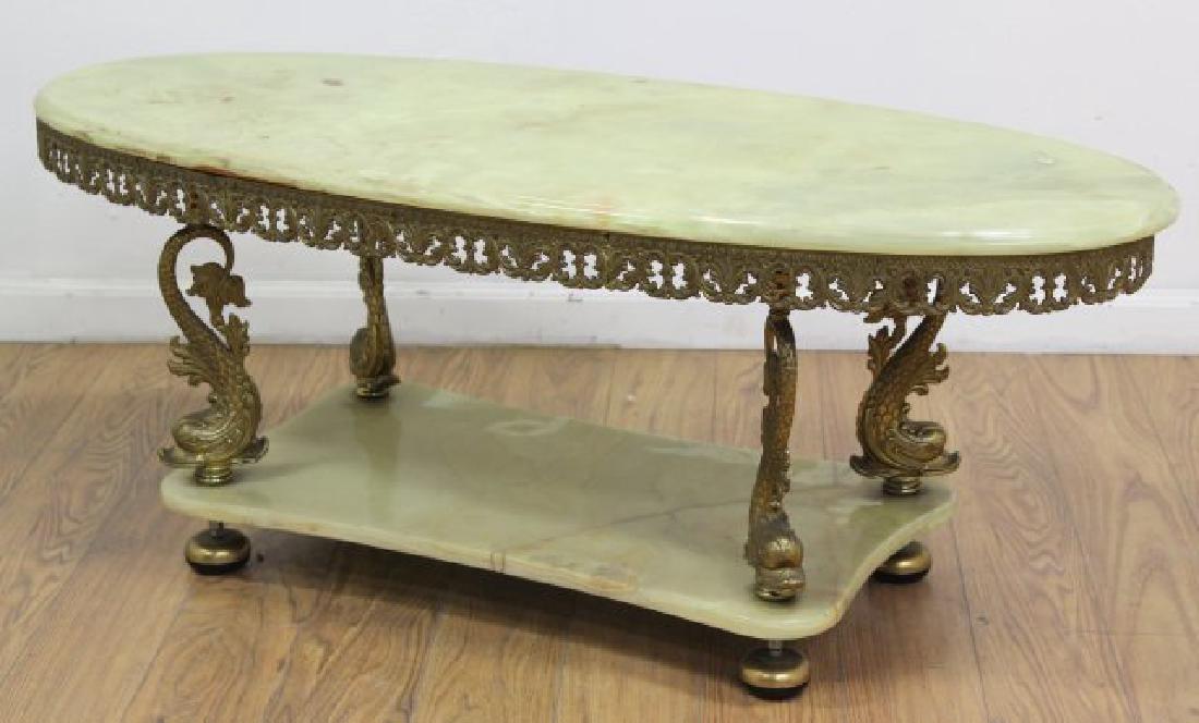 Onyx Top & Bronze Dolphin Base Coffee Table (1 of 4)