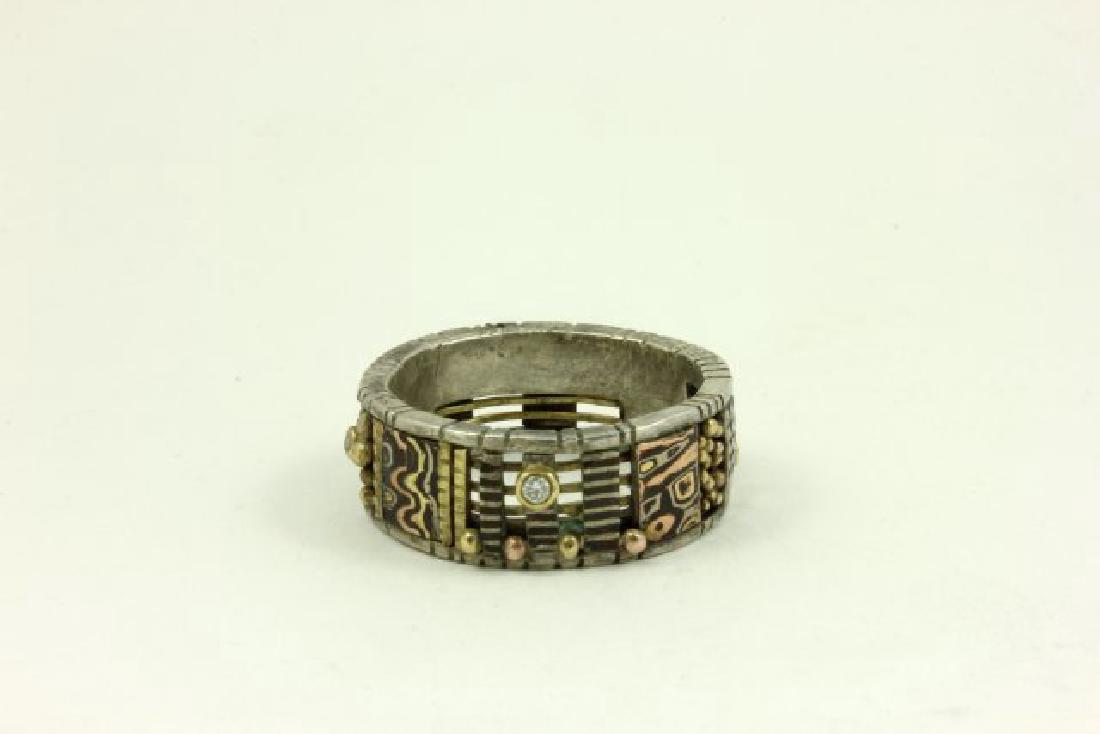 18K Gold, Silver, & Diamond Band Ring (1 of 4)