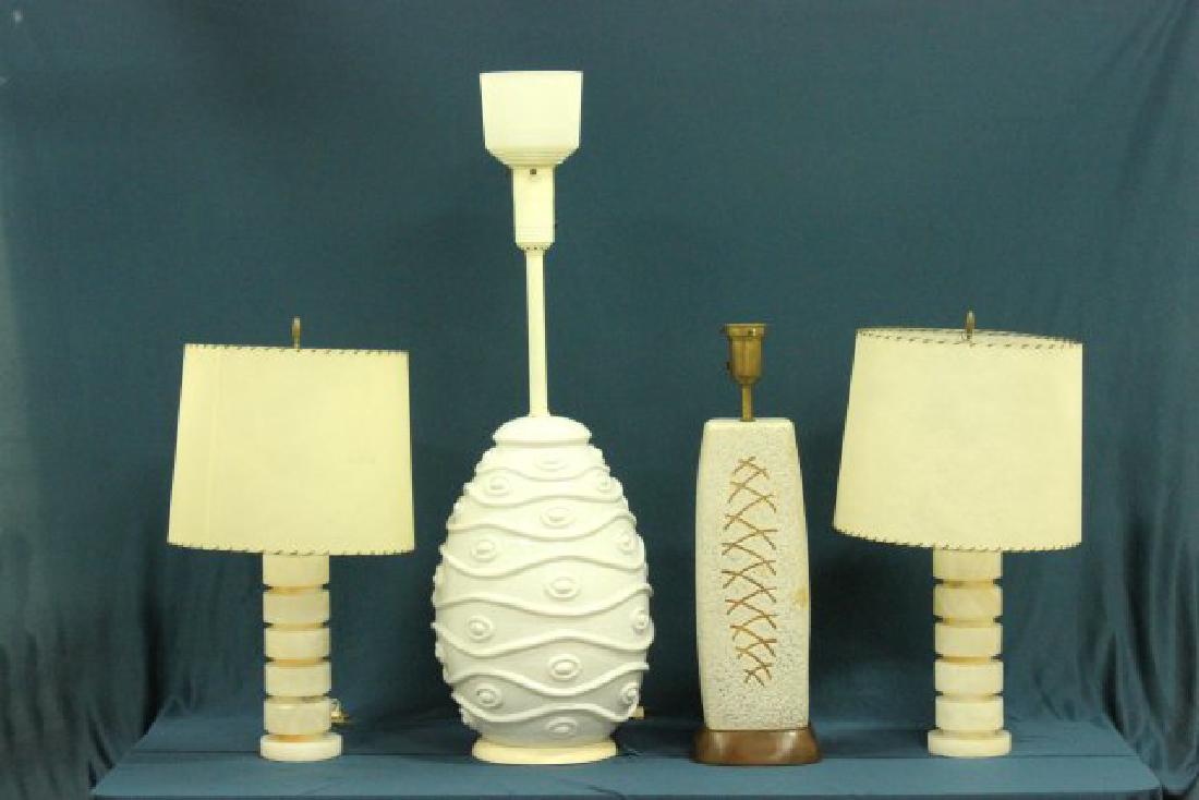Pair Onyx Lamps & 2 Mid-Century Ceramic Lamps (1 of 6)