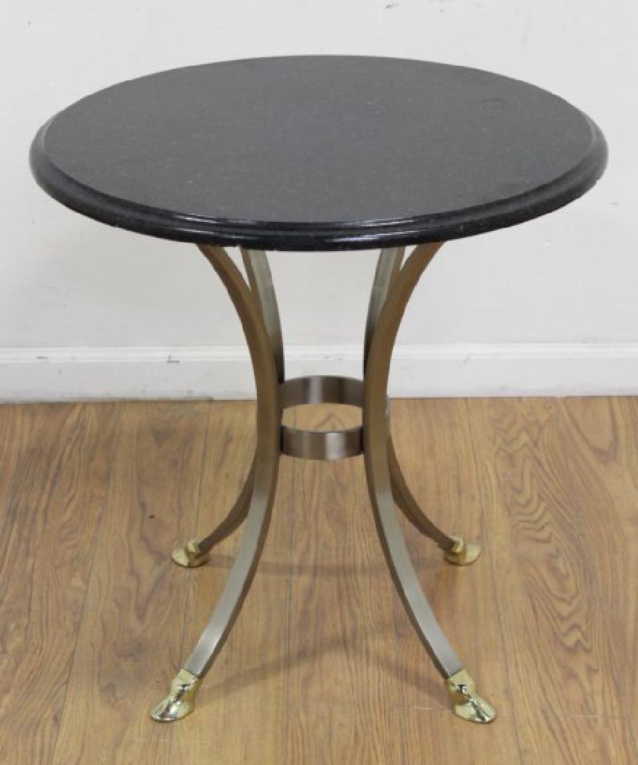 Black Granite Top Metal Base Side Table (1 of 4)