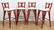 4 Red Lacquer Rattan Bar Stools