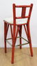 4 Red Lacquer Rattan Bar Stools - 4