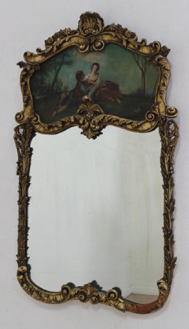 Gold Lead Handpainted Trumeau Mirror (1 of 4)