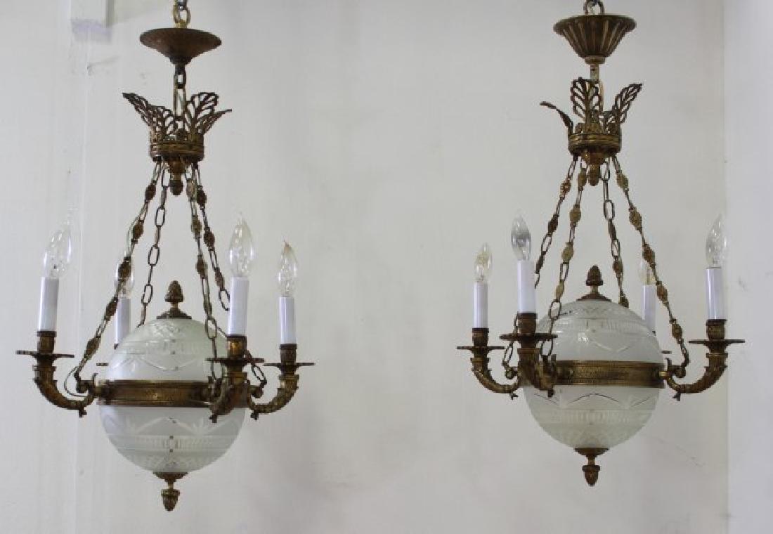 Pair Empire Style 4-Light Chandeliers (1 of 3)