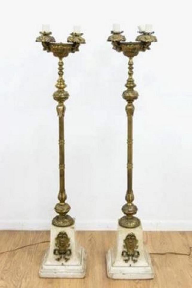 :Pr Neoclassic Style Gilt Brass & Marble Torcheres (1 of 6)