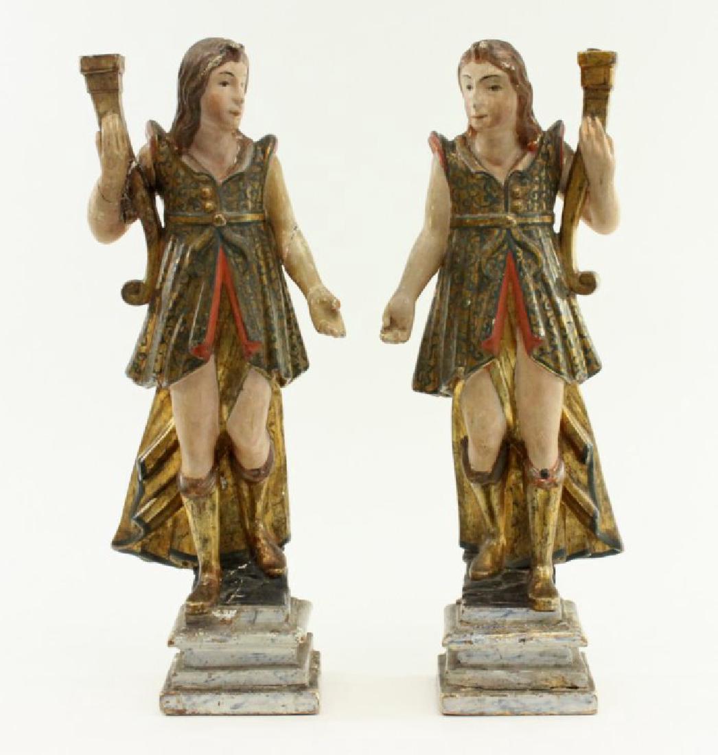 Pair 19th C. Giltwood Carved Santos (1 of 5)